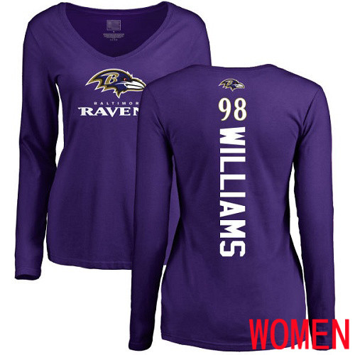 Baltimore Ravens Purple Women Brandon Williams Backer NFL Football #98 Long Sleeve T Shirt->youth nfl jersey->Youth Jersey